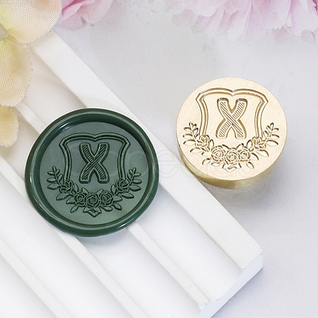 Golden Tone Round Wax Seal Brass Stamp Heads AJEW-Z034-02G-X-1