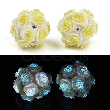 Acrylic Handmade Luminous Polymer Clay Rhinestone Beads CLAY-H003-07A-1