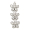 Brass Pave Clear Cubic Zirconia Three Flower Links Connector Charms, Long-Lasting Plated, Lead Free & Cadmium Free, Platinum, 43x14x5mm, Hole: 1.2mm