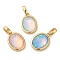 Rack Plating Brass with Synthetic Opal Pendants, Oval, Mixed Color, 15x11x5mm, Hole: 5mm