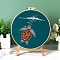 DIY Embroidery Kits, Including Embroidery Cloth & Thread, Needle, Embroidery Hoop, Instruction Sheet, Tortoise, 200mm