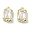 Rack Plating Alloy Rhinestone Charms, Lead Free & Cadmium Free & Nickel Free, Rectangle, Clear, Golden, 14x9x5mm, Hole: 1.2mm