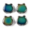 Two Tone Glass Beads, Temperature Sensing Color Changing Beads, Cat Shape, Clear, Black Background, 14x14x6mm, Hole: 1.2mm