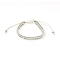 Polyster Braided Bead Bracelets, Adjustable Bracelet, White, Inner Diameter: 2-3/8 inch(6cm), 1Pc/Bag