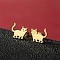 Stainless Steel Stud Earrings, Cat Shape, Golden, 12x10mm