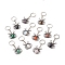 Spider Gemstone Pendant Keychain, with Brass Findings, 7.8~7.9cm