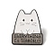 Cat Shape Enamel Pins, Black Alloy Brooches for Backpack Clothes, Gray, 31x27.5x1.5mm