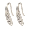 Rack Plating Brass Micro Pave Clear Cubic Zirconia Earring Hooks, Ear Wire, Long-Lasting Plated, Lead Free & Cadmium Free, Silver, 17x8.5x3mm, Hole: 1mm, Pin: 1mm