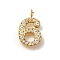 Ion Plating(IP) 304 Stainless Steel Micro Pave Cubic Zirconia Pendants, Number Charms, Golden, 13.5x8.5x3mm, Hole: 2mm