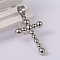 Tarnish Resistant Cross 304 Stainless Steel Big Pendants, Stainless Steel Color, 52x34x8mm, Hole: 11x8.5mm