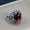 Men's Fashion Ring Zinc Alloy Hip-hop Ring, Red, Antique Silver, show in picture