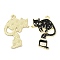 Alloy Enamel Pendants, Golden, Cat with Ink Shape, Black, 31.5x23x1.5mm, Hole: 1.8mm