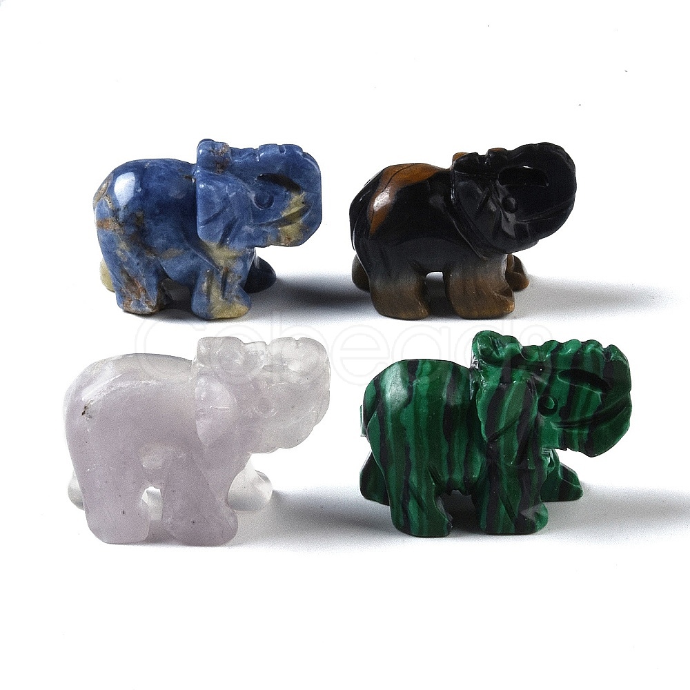 Cheap Natural & Synthetic Mixed Gemstone Carved Elephant Figurines ...