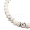 Natural Howlite Round Beaded Stretch Bracelet with Leaf Charm BJEW-JB07587-01-5