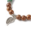 Reiki Natural Ruby & Wenge Wood Beads Stretch Bracelet BJEW-JB06896-03-4