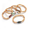 Wood Beads Stretch Bracelets BJEW-JB03971-M-1