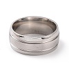 201 Stainless Steel Double Grooved Finger Ring for Women RJEW-I089-01P-2