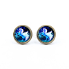 Picture Glass Stud Earrings EJEW-O088-107-1