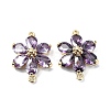 Brass Pave Medium Orchid Cubic Zirconia Connector Charms FIND-Z029-03G-1