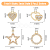 SUPERFINDINGS 40Pcs 8 Style Alloy Rhinestone Pendants FIND-FH0007-84-2