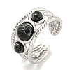 304 Stainless Steel Synthetic Gemstone Cuff Rings G-Z056-06P-2