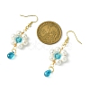 Shell Pearl with Glass Dangle Earring EJEW-JE05931-02-3