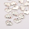 Wedding Theme Antique Silver Tone Tibetan Style Alloy Heart with Mother of the Bride Rhinestone Charms TIBEP-N005-18A-2