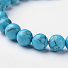 Synthetic Turquoise Round Bead Stretch Bracelets BJEW-L594-A01-2