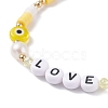 Love Word Acrylic & Heishi Polymer Clay Beaded Stretch Bracelets BJEW-TA00069-03-4