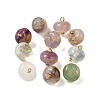 Natural Fluorite Rondelle Charms with Rack Plating Brass Loops G-G110-05A-01-1