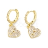 Heart Lock Rack Plating Brass Cubic Zirconia Hoop Earrings EJEW-K245-17A-1
