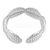 304 Stainless Steel Shell Wrap Open Cuff Ring for Women RJEW-N038-102P-3