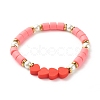 Heart Beads Stretch Bracelet for Girl Women BJEW-JB07183-2