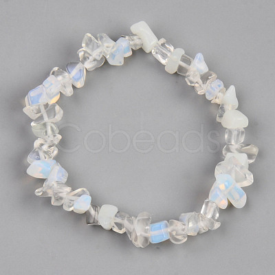 Unisex Chip Opalite Beaded Stretch Bracelets BJEW-S143-10-1