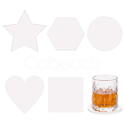 BENECREAT 5Pcs 5 Style Transparent Acrylic Cup Mats AJEW-BC0006-83-1