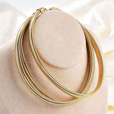 304 Stainless Steel 3-Strand Snake Chain Necklaces for Women NJEW-B122-02G-1