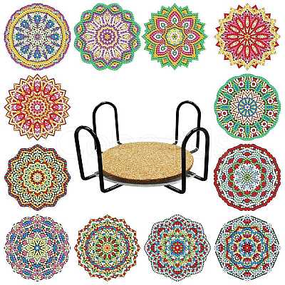 DIY Cup Mats Diamond Painting Kits DIAM-PW0004-114D-01-1