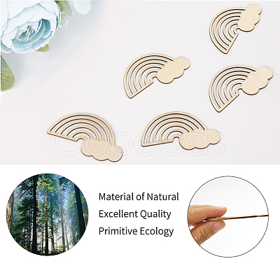 DIY Unfinished Rainbow Wooden Pendant Decorations WOOD-WH0030-48-1