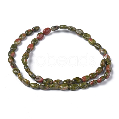 Natural Unakite Round Beads Strands G-Z006-A18-1