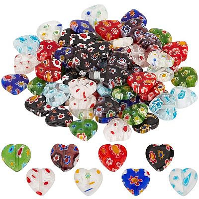 SUNNYCLUE 80Pcs 8 Style Handmade Millefiori Lampwork Beads Strands LAMP-SC0001-20-1