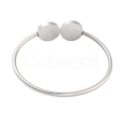 Tarnish Resistant 304 Stainless Steel Blank Bangle Bases with Flat Round Tray STAS-G337-01P-1