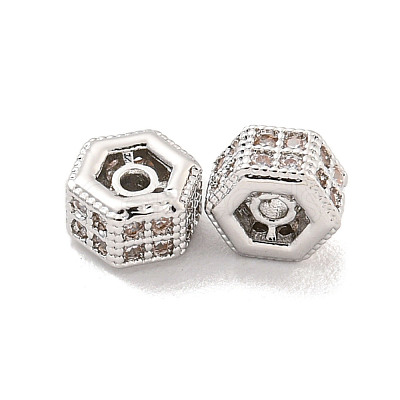 Brass Micro Pave CLear Cubic Zirconia Beads KK-Z044-07P-1