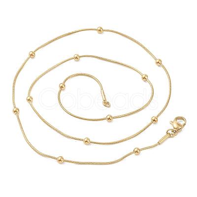 PVD Vacuum Plating 304 Stainless Steel Round Snake Chain Necklaces STAS-A051-08G-1