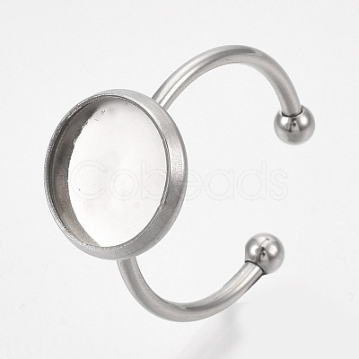 Tarnish Resistant 201 Stainless Steel Cuff Finger Rings Components X-STAS-T047-19B-1