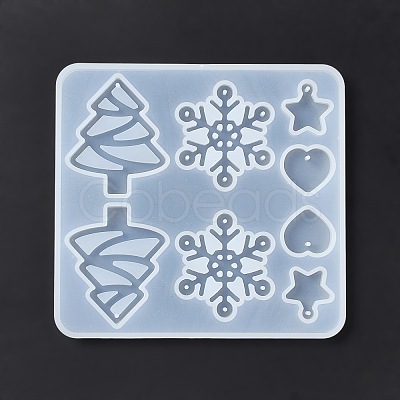 Christmas Tree & Snowflake & Heart & Star Silicone Pendant Molds DIY-E055-21-1