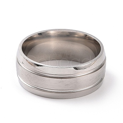 Non-Tarnish 201 Stainless Steel Double Grooved Finger Ring for Women RJEW-I089-01P-1