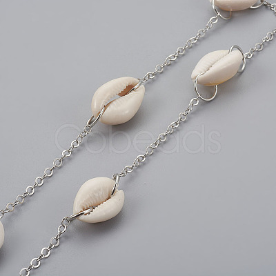 Handmade Cowrie Shell Beaded Chains AJEW-JB00470-1