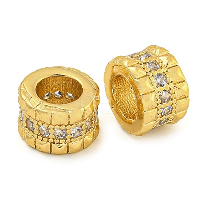 Rack Plating Brass Micro Pave Cubic Zirconia European Style Beads KK-F089-40G-1