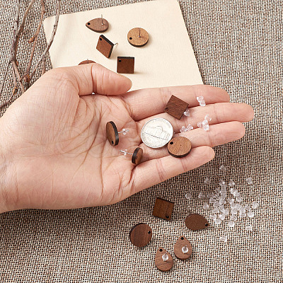 Coconut Brown Wood Stud Earring Findings EJEW-TA0010-06P-1