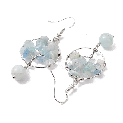 Natural Aquamarine Dangle Earrings EJEW-JE05747-05-1